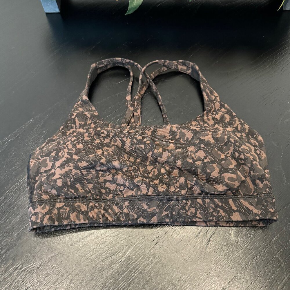 Lululemon Energy Bra Wild Thing Camo Brown Earth Size 6